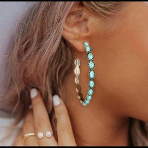 🌙🔮Faux Turquoise Southwestern Hoop Earrings Bohemian Style Earrings cowgirl 🌙
